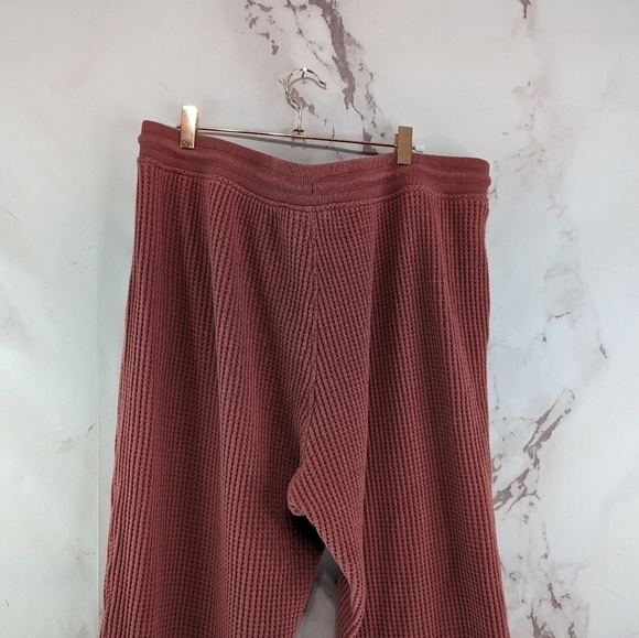 Champion Pants Womens 2X Pink Waffle Thermal Knit Wide Leg Crop Sweatpants - Picture 6 of 10